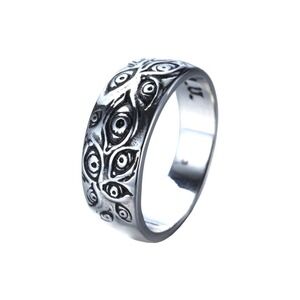 PAMTIER Mens Vintage Stainless Steel Eye of God Engraved Band Ring Silver Siz 10